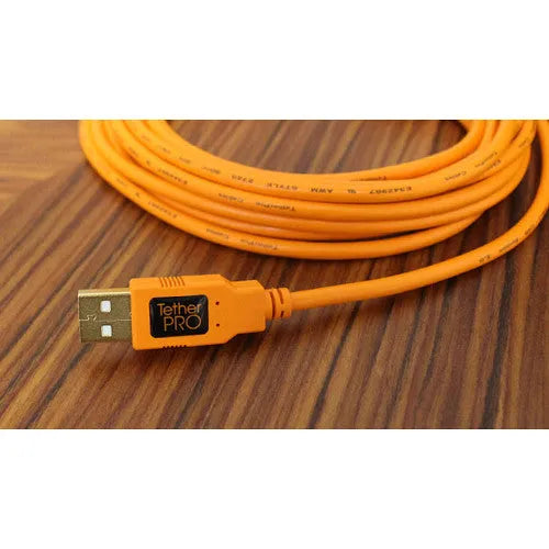 Tether Tools TetherPro USB 3.0 Male Type-A to USB 3.0 Micro-B Cable (15', Orange) - BHM Store