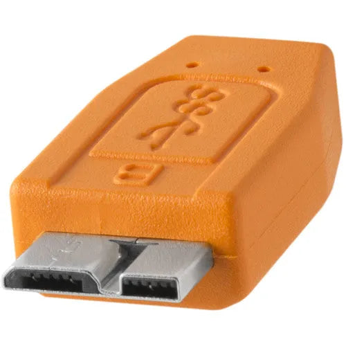 Tether Tools TetherPro USB 3.0 Male Type-A to USB 3.0 Micro-B Cable (15', Orange) - BHM Store