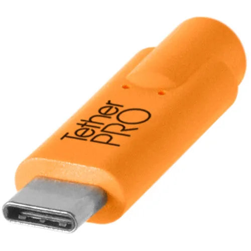 Tether Tools TetherPro USB Type-C Male to Micro-USB 3.0 Type B Male Cable (15', Orange, Right-Angle) - BHM Store