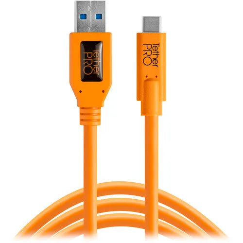 Tether Tools TetherPro USB Type-C Male to USB 3.0 Type-A Male Cable (15', Orange) - BHM Store