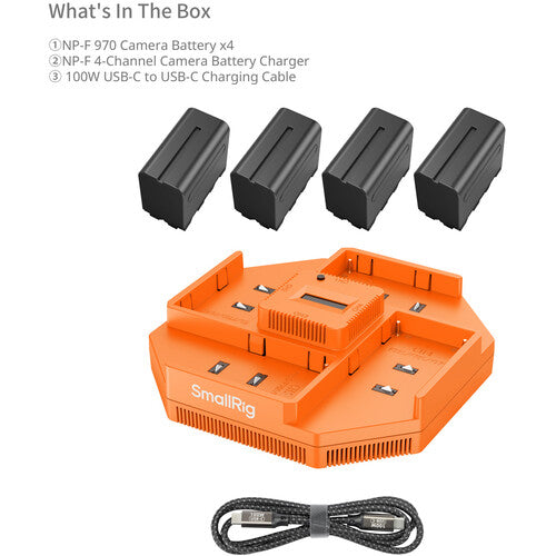 SmallRig 4-Channel Charger + L-Series/NP-F970 4-Battery Kit