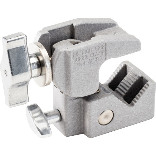 Avenger C1550 Heavy Duty Super Clamp, silver in color, made of aluminum, with a pipe biting surface and a metal T-handle.