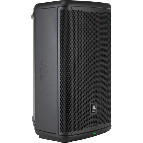 A black JBL EON715 two-way 15-inch powered portable PA speaker with Bluetooth and DSP.