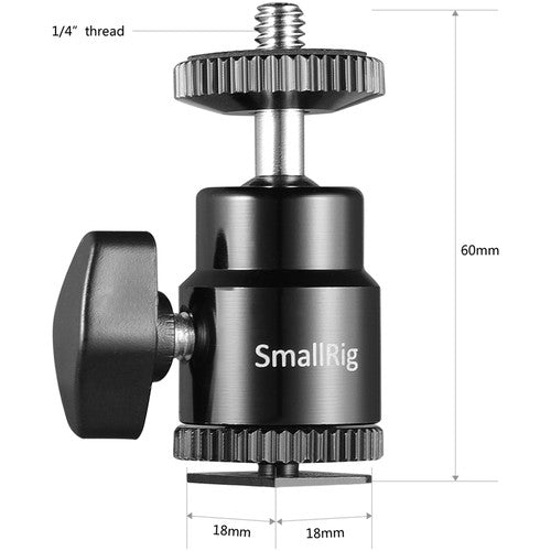 SmallRig Camera Hot Shoe Mount with 1/4"-20 Screw Ball Head (2-Pack)