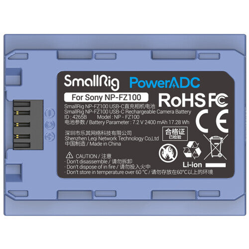 SmallRig NP-FZ100 USB-C Battery (2400mAh, Blue)