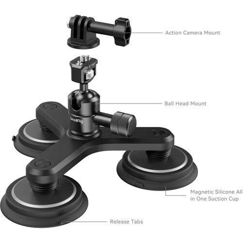 SmallRig Triple Magnetic Suction Cup Mounting Support Set for Action Cameras