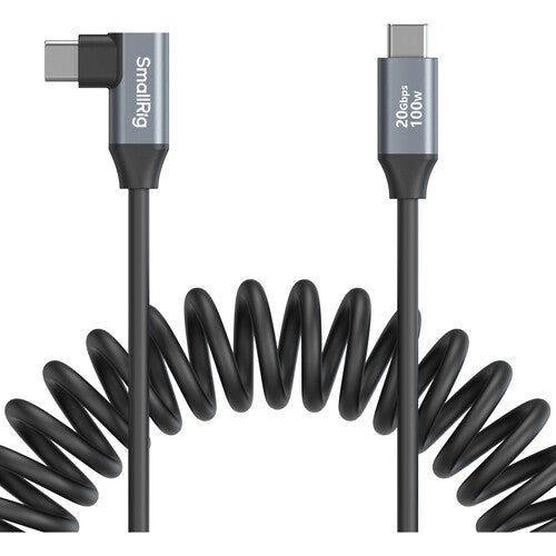 SmallRig USB-C Straight-to-Right Angled Coiled Data Cable (13.8")