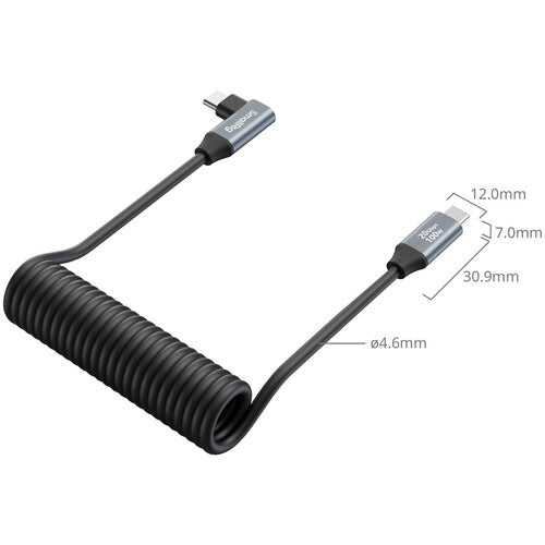 SmallRig USB-C Straight-to-Right Angled Coiled Data Cable (13.8")