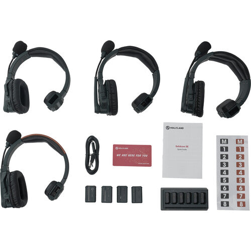 Hollyland Solidcom SE Global 4S 4-Person Full-Duplex Single-Ear Noise-Canceling Headset Intercom System (1.9 GHz)