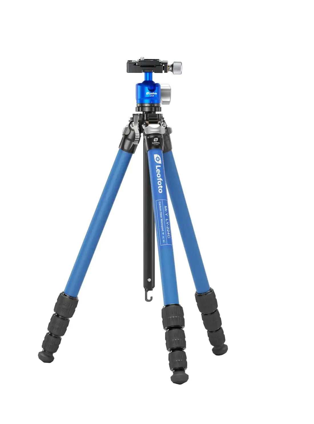 Leofoto LY-224C+LH-25 Y Shaped Center Column 4-section Carbon Fiber Tripod Kit - Blue
