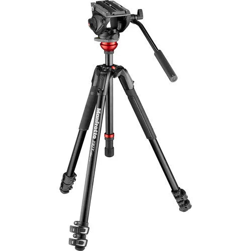 Manfrotto 500 Fluid Video Head with 190X Video Aluminum Tripod & Leveling Column Kit - BHM Store