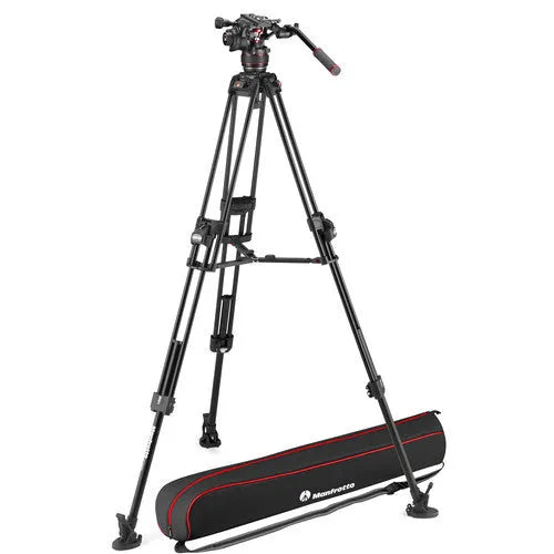Manfrotto 608 Nitrotech Fluid Head with 645 FAST Twin Aluminum Tripod System and Bag - BHM Store