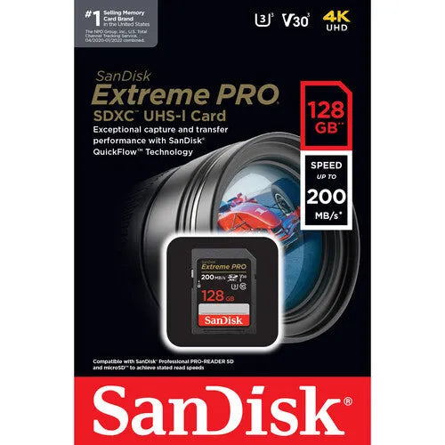 SanDisk 128GB Extreme PRO UHS-I 200mb/s. SDXC Memory Card