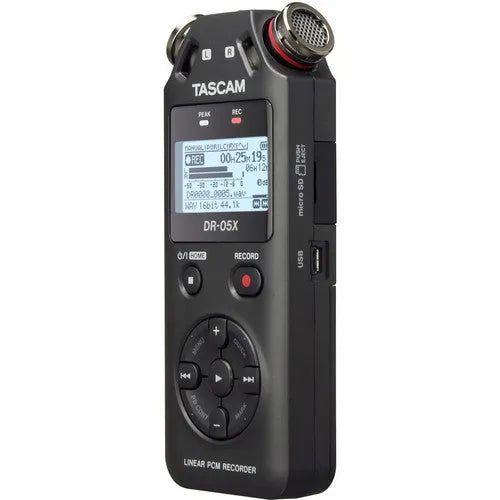 TASCAM DR-05X 2-Input / 2-Track Portable Audio Recorder with Onboard Stereo Microphone (Black) - BHM Store