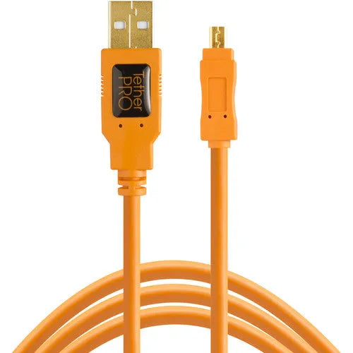 Tether Tools TetherPro USB-A 2.0 to Mini-B 8-Pin Cable (15', Orange) - BHM Store