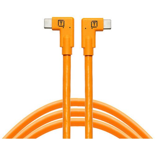 Tether Tools TetherPro Dual Right-Angle USB-C Cable (15', High-Visibility Orange) - BHM Store