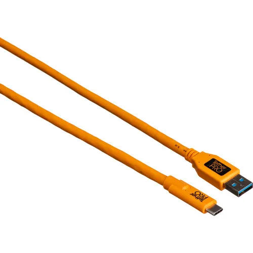 Tether Tools TetherPro USB Type-C Male to USB 3.0 Type-A Male Cable (15', Orange) - BHM Store