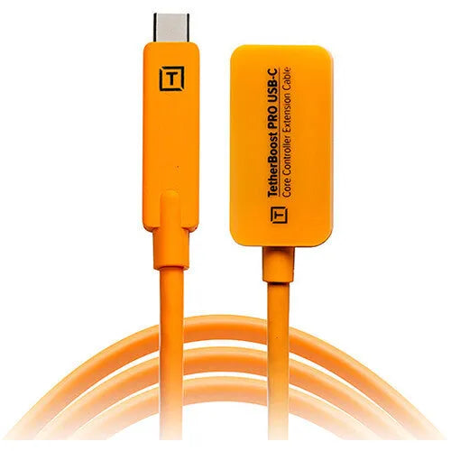 Tether Tools TetherBoost Pro USB Type-C Core Controller Extension Cable (16', High-Visibility Orange) - BHM Store