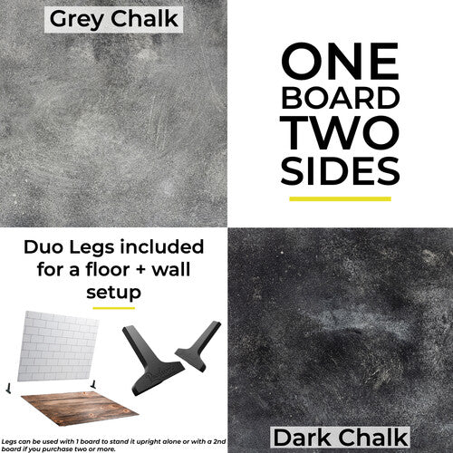 V-FLAT WORLD Duo-Board Double-Sided Background (Gray Chalk / Dark Chalk, 60 x 60cm)