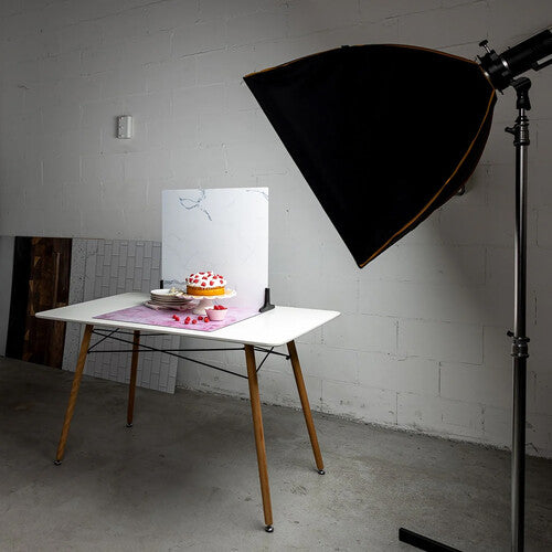 V-FLAT WORLD Duo-Board Double-Sided Background (Plastered Pink / Barn Door Blue, 60 x 60cm)