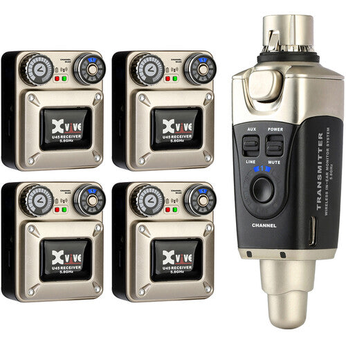 Xvive Audio U45R4 Wireless In-Ear Monitor System with Four Receivers (5.8 GHz)