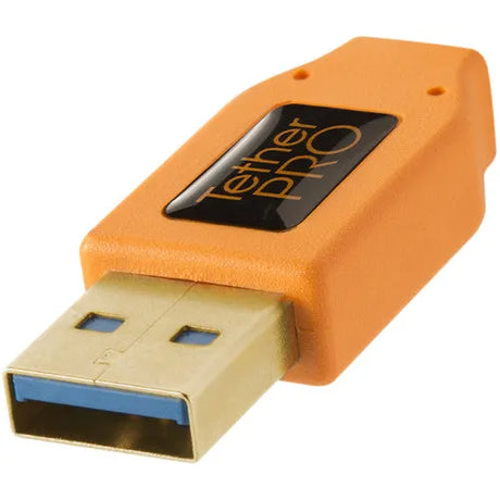 Tether Tools USB 3.0 Type-A Male to Micro-USB Right-Angle Male Cable (15', Orange) - BHM Store