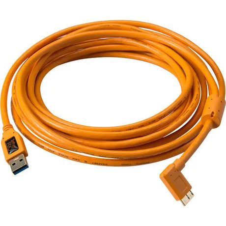 Tether Tools USB 3.0 Type-A Male to Micro-USB Right-Angle Male Cable (15', Orange) - BHM Store