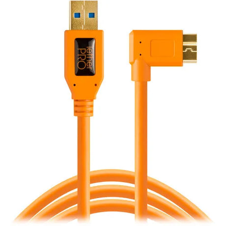 Tether Tools USB 3.0 Type-A Male to Micro-USB Right-Angle Male Cable (15', Orange) - BHM Store