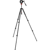 Manfrotto 500 Fluid Video Head with 190X Video Aluminum Tripod & Leveling Column Kit - BHM Store