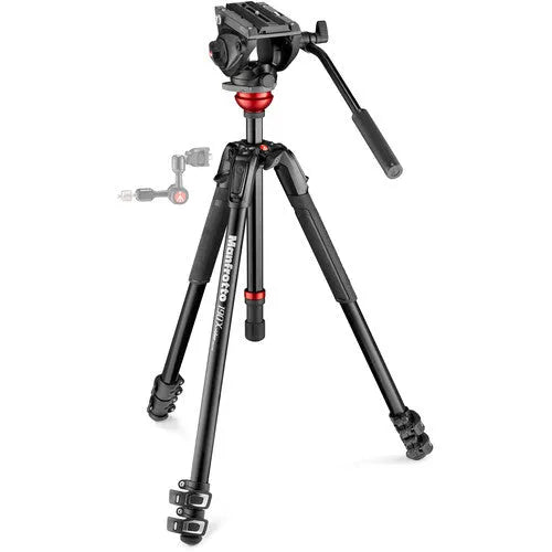 Manfrotto 500 Fluid Video Head with 190X Video Aluminum Tripod & Leveling Column Kit - BHM Store