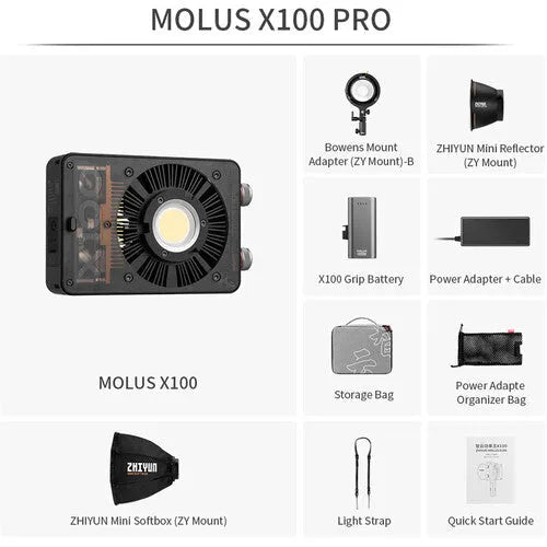 Zhiyun MOLUS X100 Bi-Color Pocket COB Monolight (Pro Kit) - BHM Store