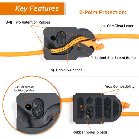 Tether Tools TetherGuard LeverLock & Cable Kit (High Visibility Orange) - BHM Store