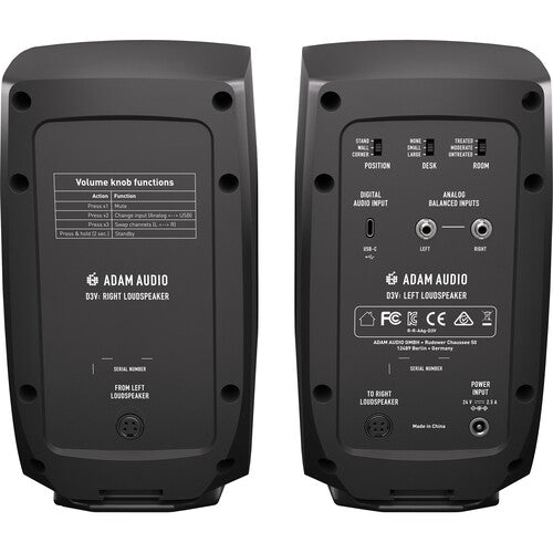 Adam Audio D3V Active Desktop Monitoring System (Black)