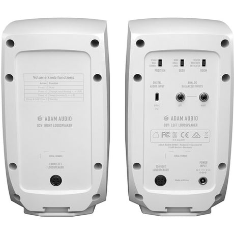 Adam Audio D3V Active Desktop Monitoring System (White)