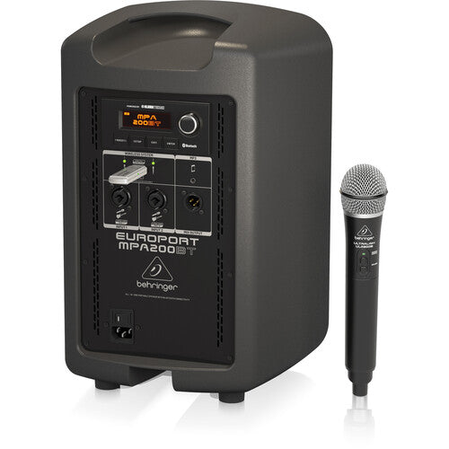 Behringer Europort MPA200BT Battery-Powered 8" PA Speaker with Handheld Wireless System and Bluetooth Control/Audio