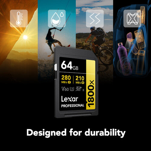 Lexar Professional 1800x UHS-II SDXC Memory Card (GOLD Series)