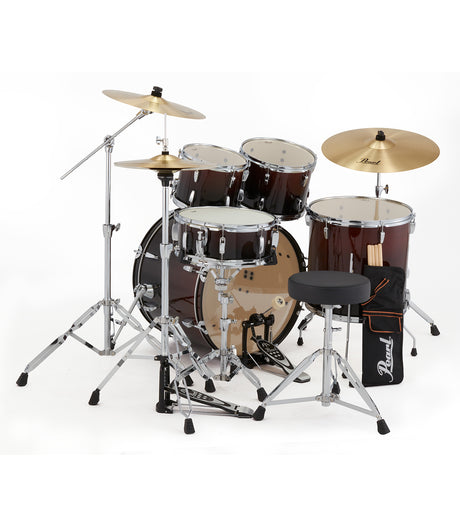 Pearl Roadshow 5pc Drum Set 2216B/1008T/1209T/1616F/1455S with BRD-1 Cymbals & Hardware Includes 2 Boom Stands Garnet Fade Finish