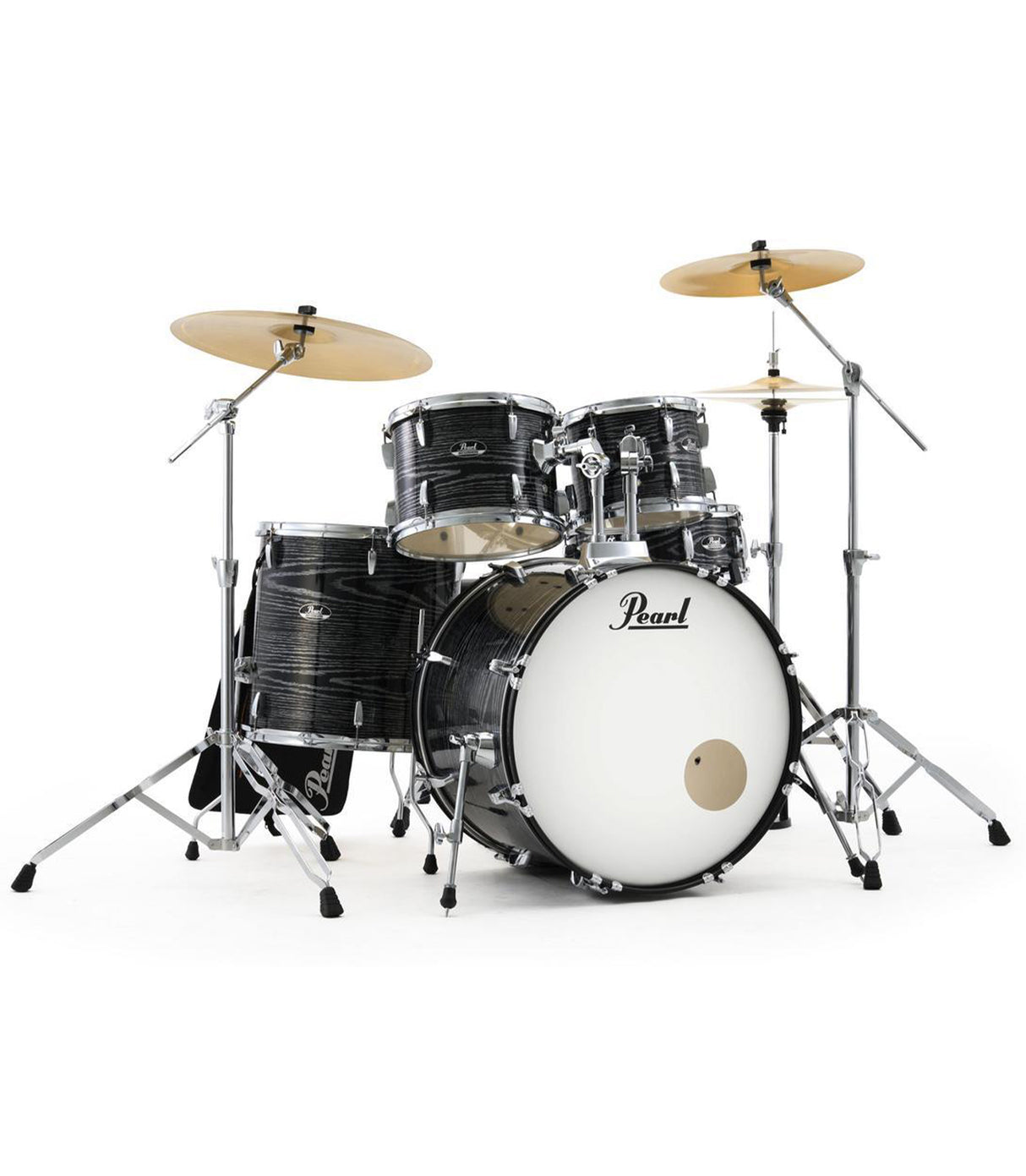 Pearl Roadshow 5pc Drum Set 2216B/1008T/1209T/1616F/1455S with BRD-1 Cymbals & Hardware Includes 2 Boom Stands Midnight Chrome Vortex Finish