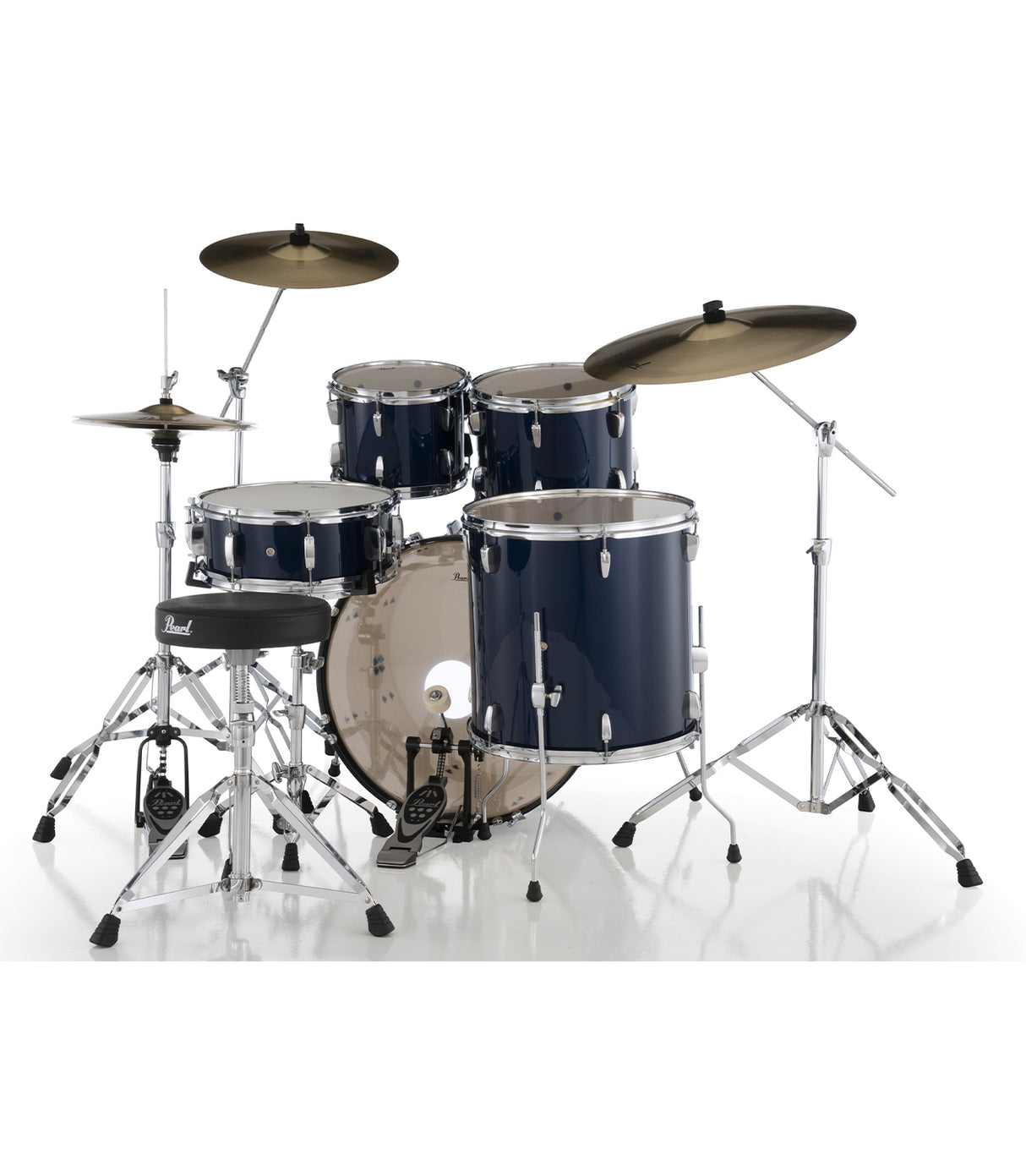 Pearl Roadshow 5pc Drum Set 2216B/1008T/1209T/1616F/1455S with BRD-1 Cymbals & Hardware Includes 2 Boom Stands, Royal Blue Metallic Finish
