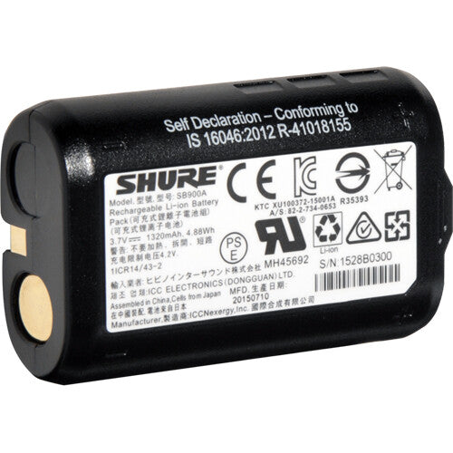 Shure SB900B Rechargeable Lithium-Ion Battery for Select Transmitters & Receivers