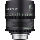 Samyang XEEN CF 135mm T2.2 Cine Lens with focus and aperture markings, designed for full-frame cameras.