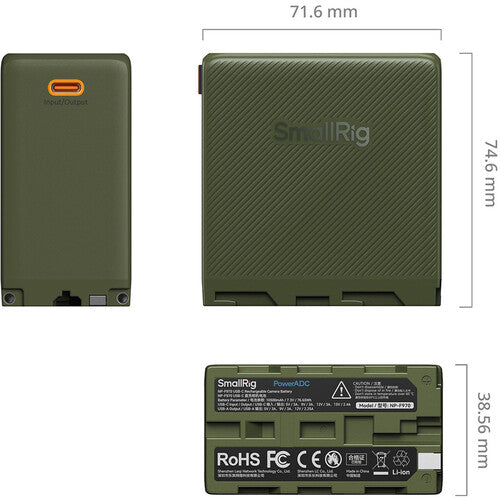 SmallRig L-Series/NP-F970 USB-C Rechargeable Camera Battery (Green)