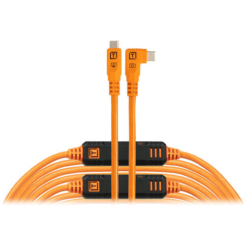 Tether Tools TetherPro Optima USB-C Cable (31', High-Visibility Orange, Right-Angle)