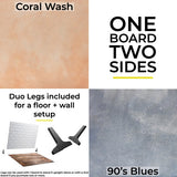 V-FLAT WORLD Duo-Board Double-Sided Background (Coral Wash / 90's Blues, 60 x 60cm)