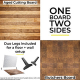 V-FLAT WORLD Duo-Board Double-Sided Background (Aged Cutting Board / Butcher's Board, 60 x 60cm)