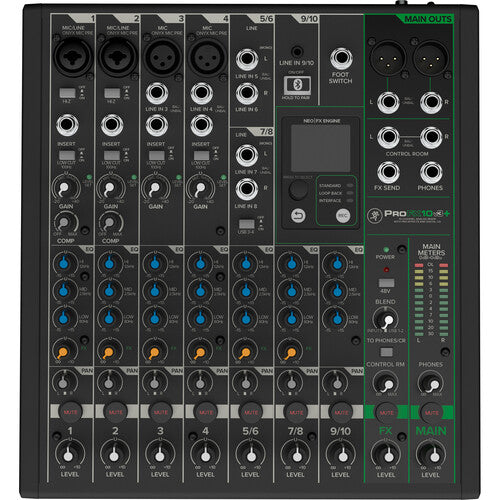 Mackie ProFX10v3+ 10-Channel Analog Mixer with Built-In FX, USB Recording, and Bluetooth