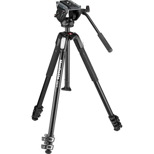 Manfrotto MT190X3 3-Section Aluminum Tripod with MVH500AH Fluid Head Hybrid Video Kit - BHM Store