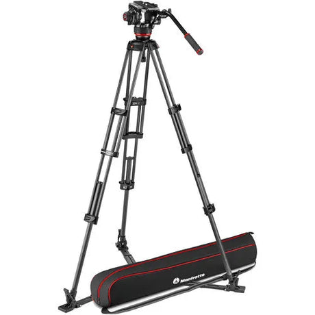 Manfrotto 504X Fluid Video Head & MVTTWINGC Carbon Fiber Tripod with Ground Spreader - BHM Store