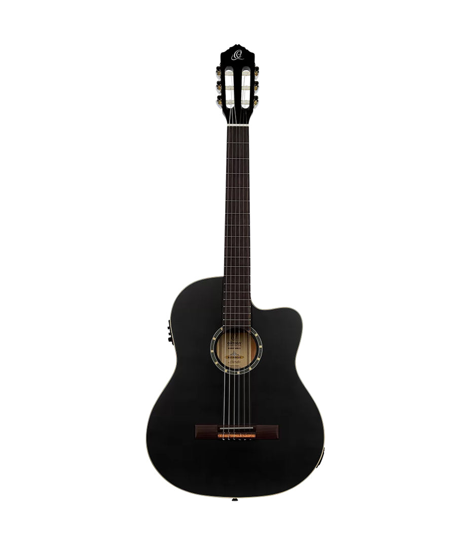 Ortega RCE125 Family Series Classic Guitar with Equalizer Satin Black Finish Included Gig Bag