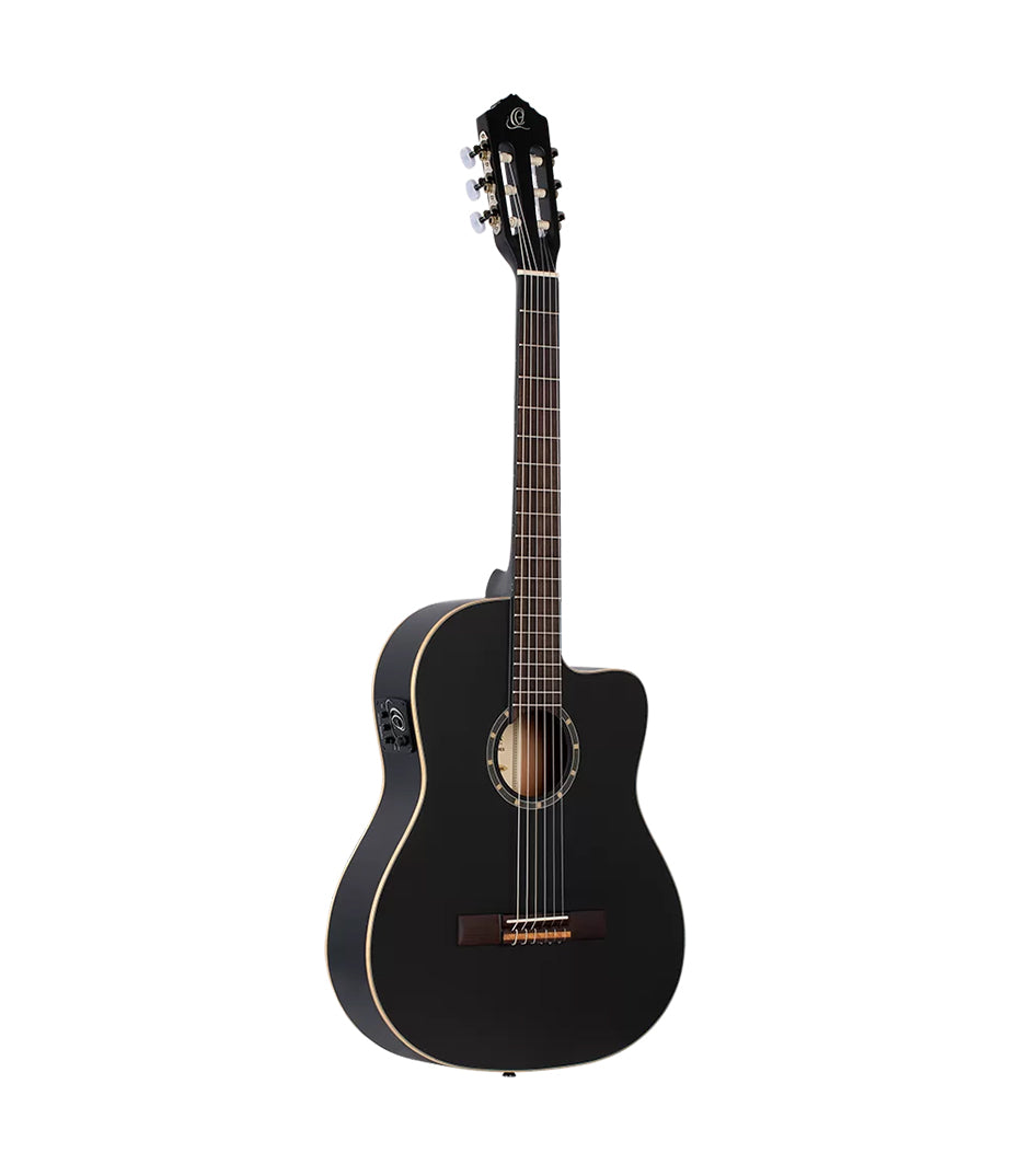 Ortega RCE125 Family Series Classic Guitar with Equalizer Satin Black Finish Included Gig Bag